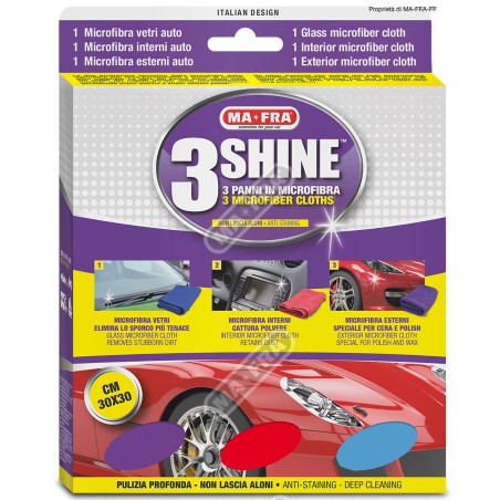 3SHINE TRIS DI PANNO PER CARROZZERIA,VETRI E PLASTICA