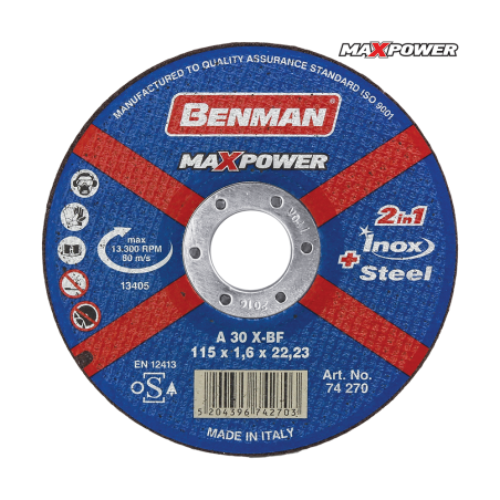 DISCO DA TAGLIO PER ACCIAIO - ΙΝΟΧ MAXPOWER, BENMAN